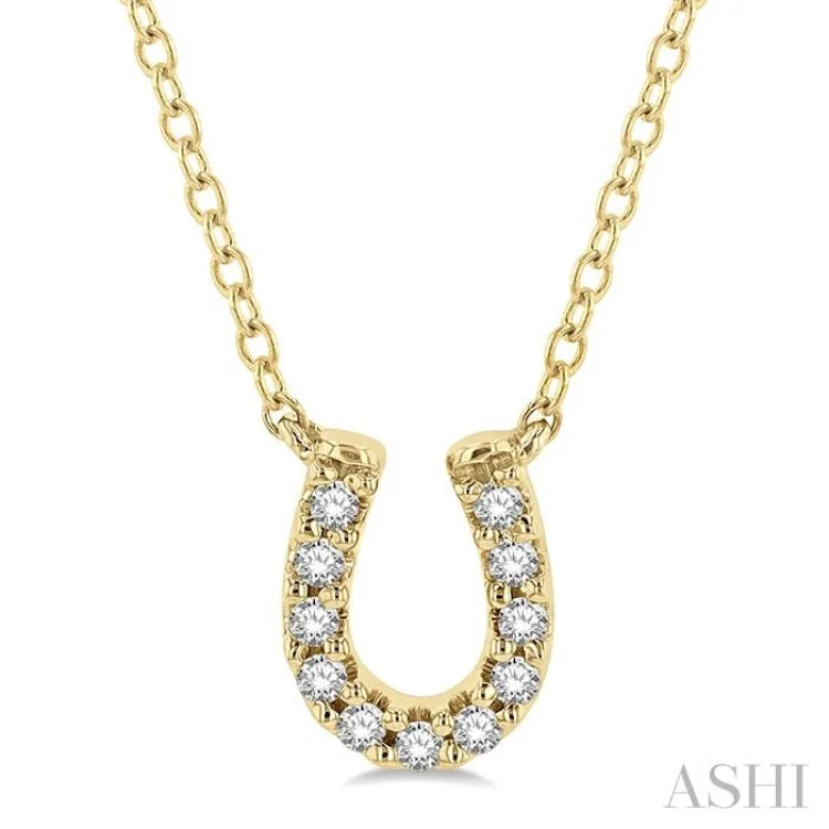 necklaces with arrow detail -1/10 Ctw Horseshoe Charm Round Cut Diamond Petite Fashion Pendant With Chain in 10K Yellow Gold