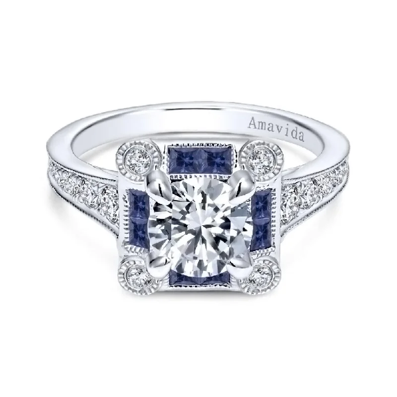 Ladies elegant vintage engagement rings -Diamond Semi-Mount Ring