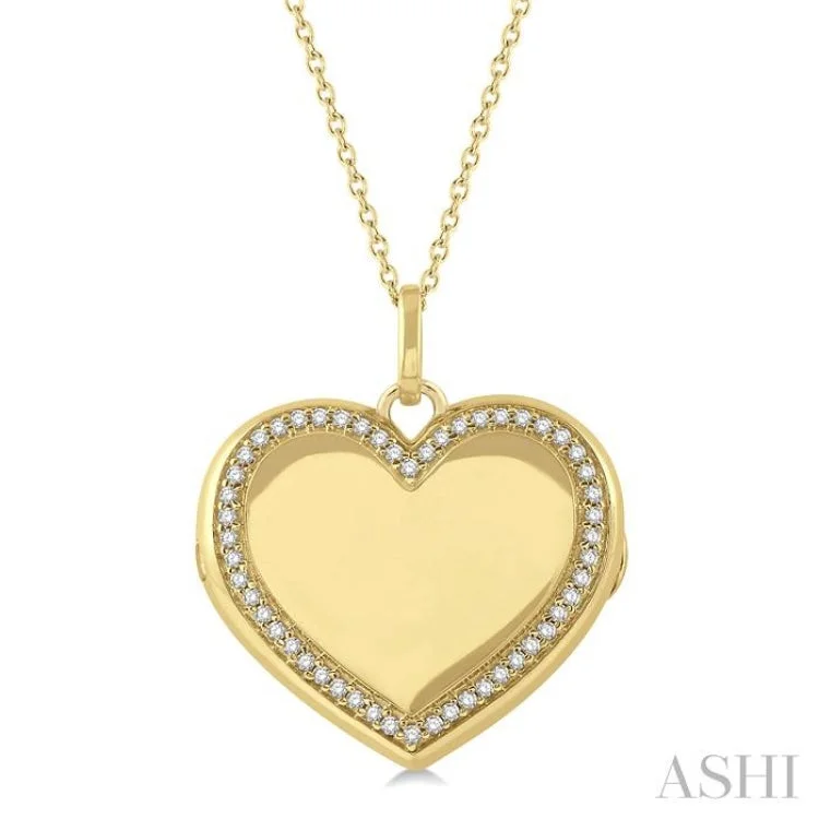 necklaces with birthstone charm -1/4 Ctw Heart Round Cut Diamond Locket Pendant With Chain in 10K Yellow Gold