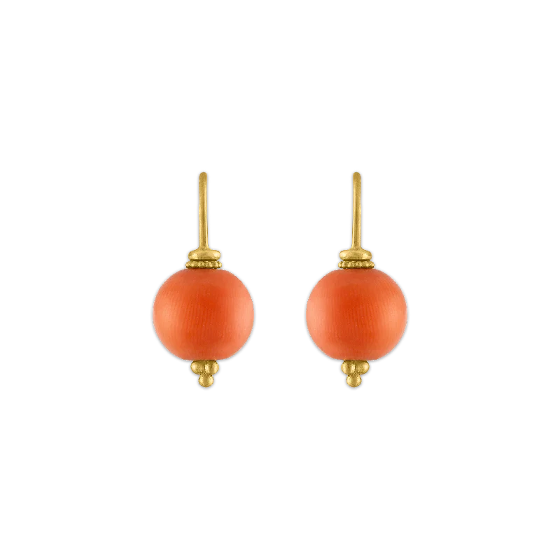 Vintage drop earrings for women -Antique Coral Baby Linea Earrings