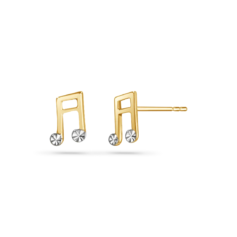 Delicate silver earrings for women -Musical Note Studs