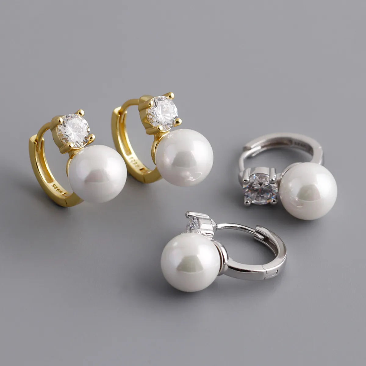 Boho chic earrings for ladies -1 Pair Sterling Silver Pearl Solid Color Earrings