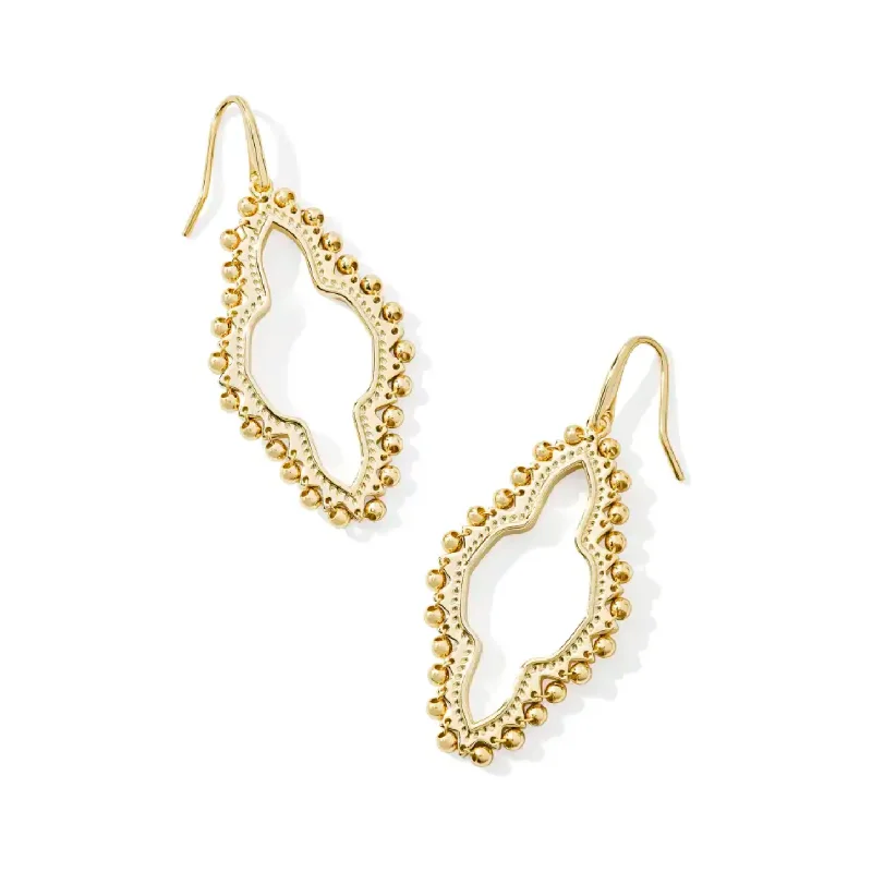 Colorful beaded earrings for women -Kendra Scott Gold Abbie Open Beaded Drop Earrings