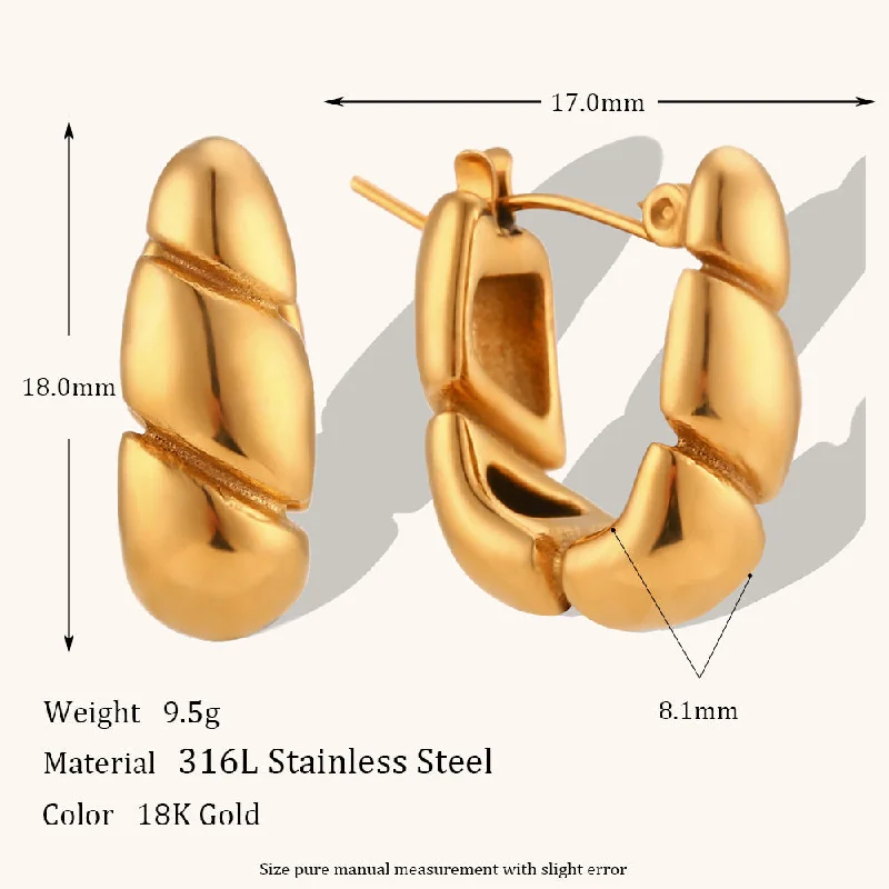 Rounded U-Shaped Segmented Surface Ear Ring-Gold