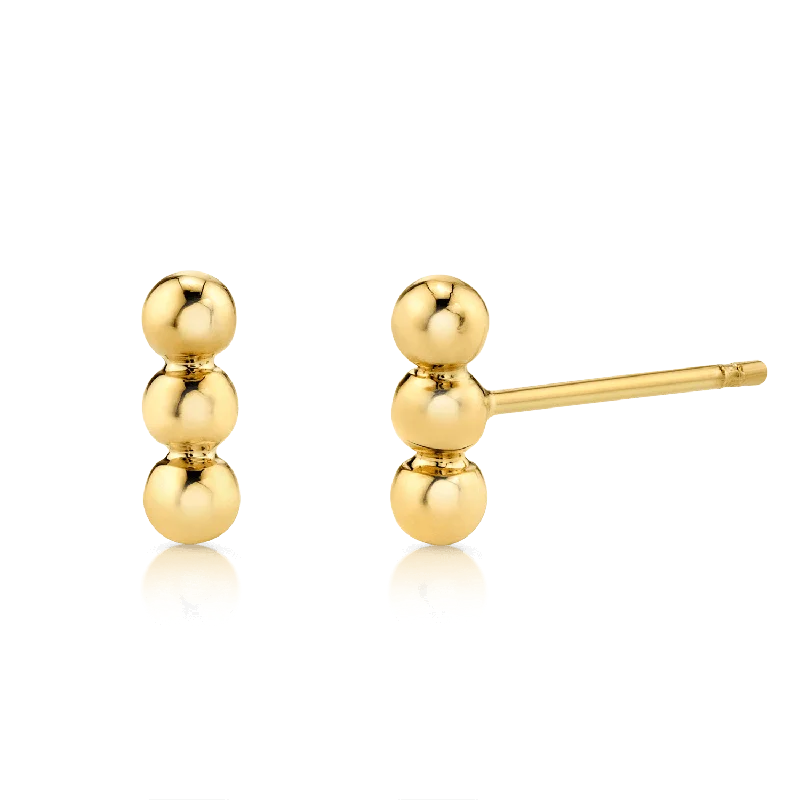 Elegant stud earrings for ladies -Trio Ball Earrings