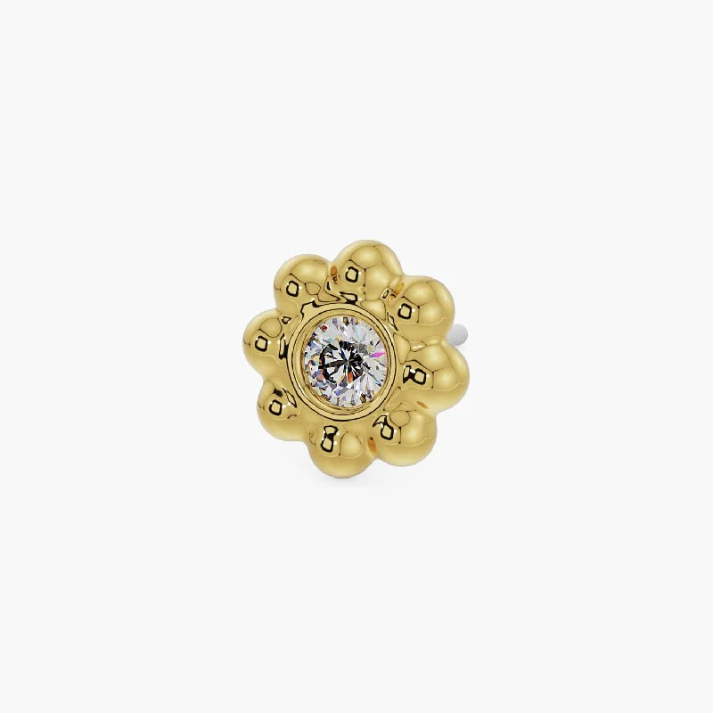 Small stud earrings for ladies -Diamond Blossom Piercing Stud End