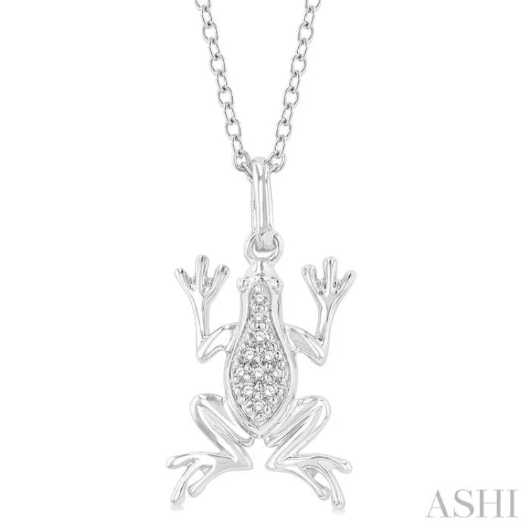 necklaces with cross pendant -1/20 ctw Amphibian Round Cut Diamond Petite Fashion Pendant With Chain in 10K White Gold