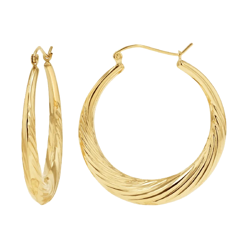 Ladies opal drop earrings -Large Croissant Twist Hoop Earrings