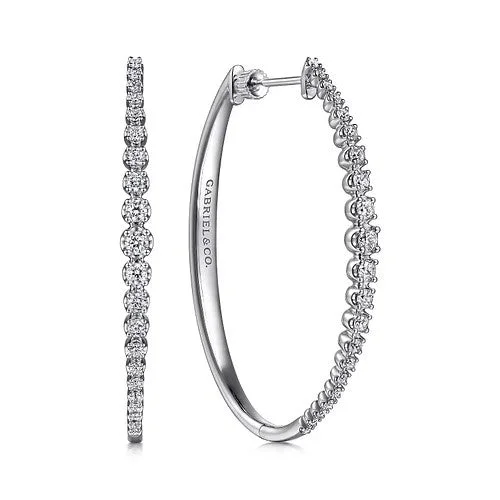 Delicate chain earrings for women -Diamond Hoop