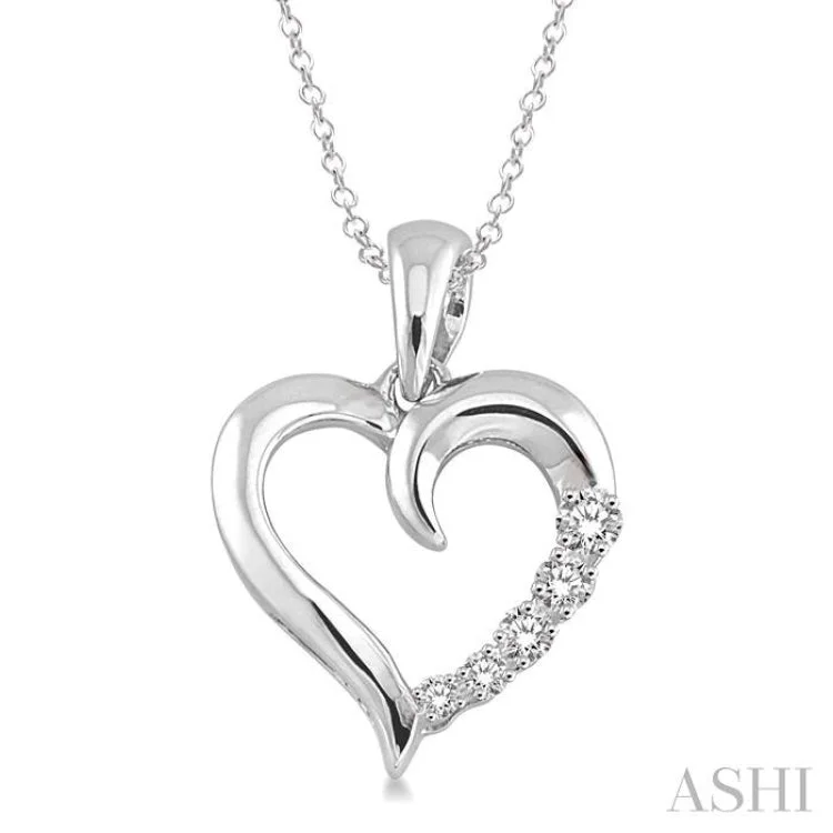 necklaces for bold fashion -1/50 Ctw Single Cut Diamond Heart Shape Diamond Pendant in Sterling Silver with Chain