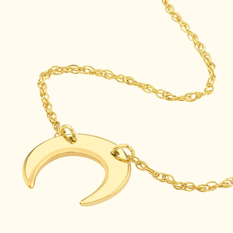 necklaces lightweight daily use -Mini Crescent Moon Necklace