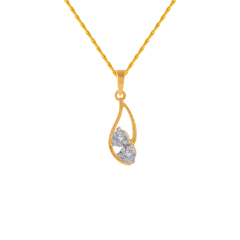 necklaces with star pendant -18KT (750) Yellow Gold And Diamond Pendant For Women