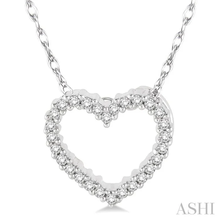 necklaces trendy 2025 design -1/10 Ctw Round Cut Diamond Heart Pendant in 10K White Gold with Chain