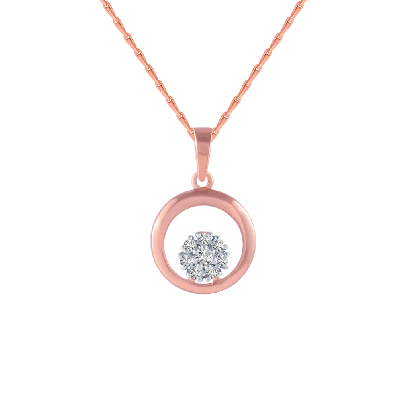 necklaces with feather pendant -18KT (750) Rose Gold And Diamond Pendant For Women