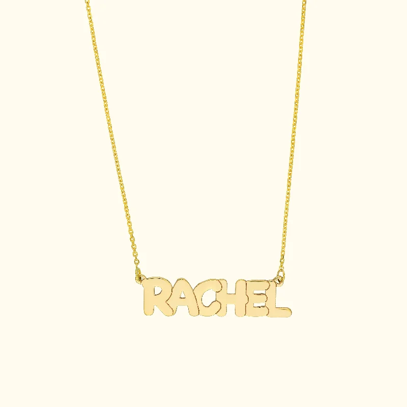 necklaces with green emerald -Custom Bubble Font Necklace - 5mm Yellow Gold