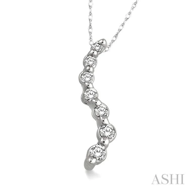 necklaces with emerald green -1/4 Ctw Swirl Journey Diamond Pendant in 14K White Gold with Chain