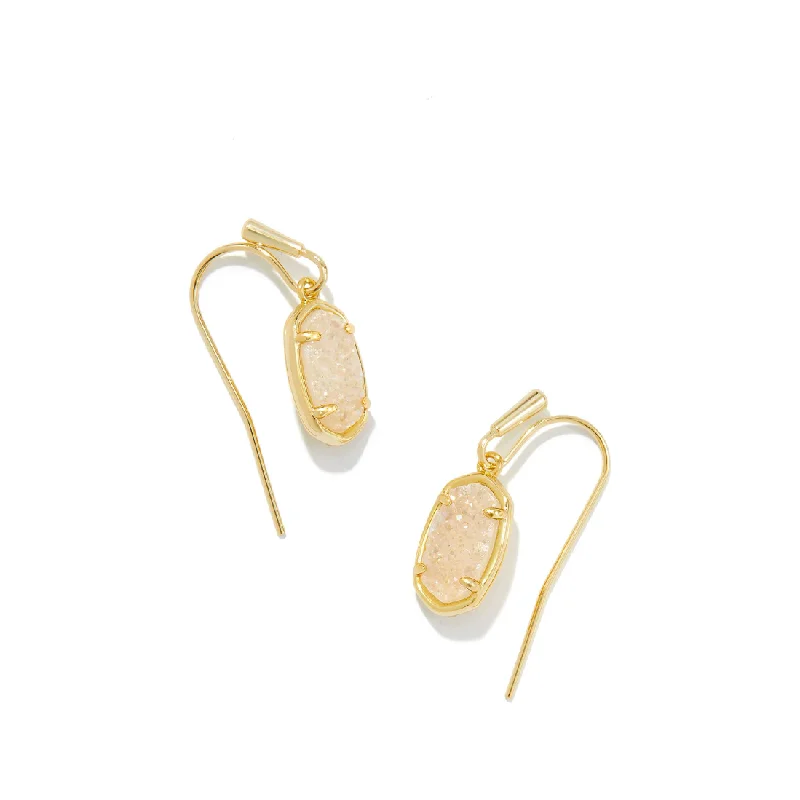 Ladies emerald drop earrings -Kendra Scott Gold Grayson Drop Earrings in Iridescent Drusy