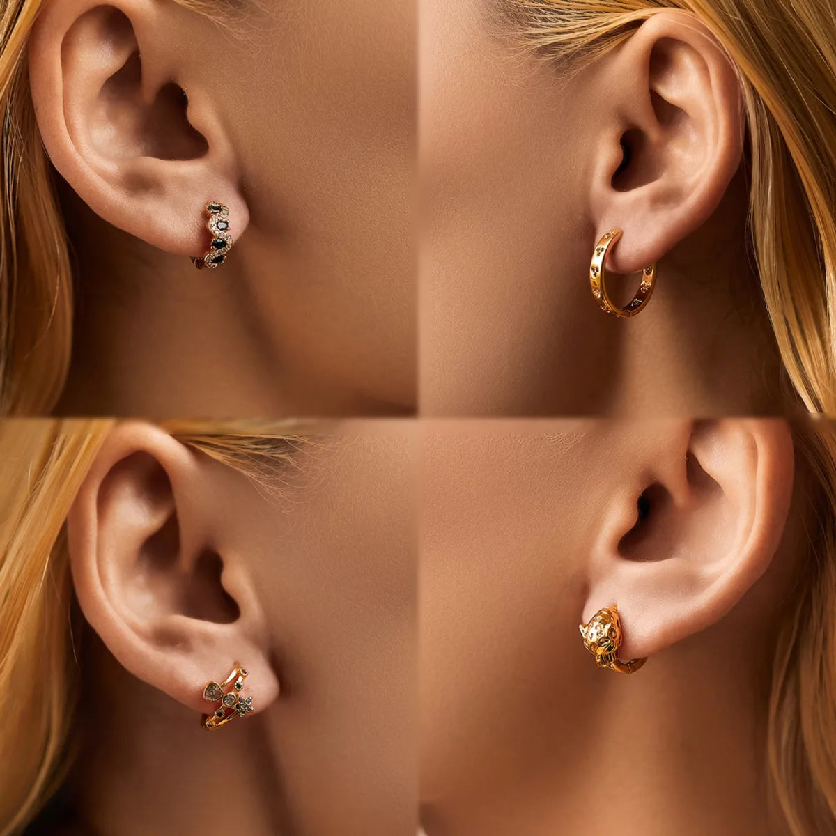 Delicate chain earrings for women -1 Pair IG Style Geometric Plating Inlay Copper Zircon Earrings