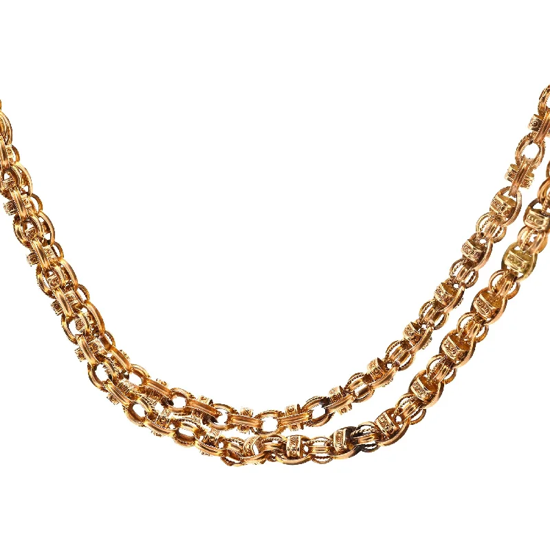 necklaces for everyday wear -Victorian 14k yellow gold long necklace