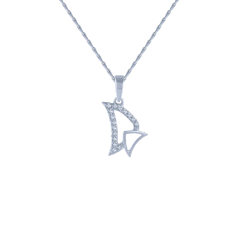 necklaces for women gold elegance -18KT (750) White Gold And Diamond Pendant For Women