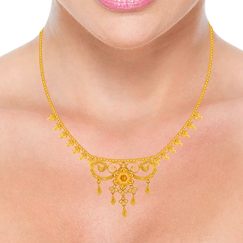 necklaces with lock charm -22k Yellow Gold Necklace