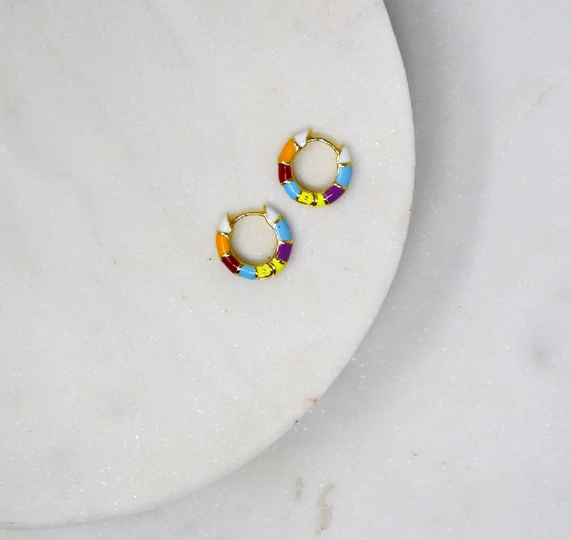 Ladies vintage crystal earrings -Retro Hoop Earrings - Multicolor