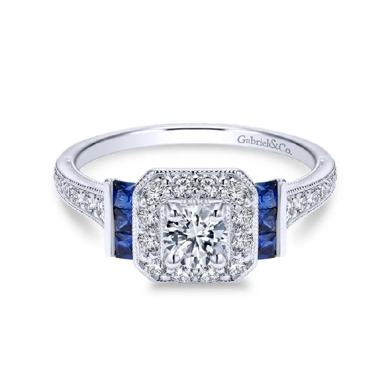 Ladies oval diamond engagement rings -Diamond Semi-Mount Ring