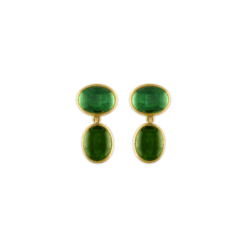 Ladies elegant pearl earrings -Small Green Tourmaline Amphora Earrings