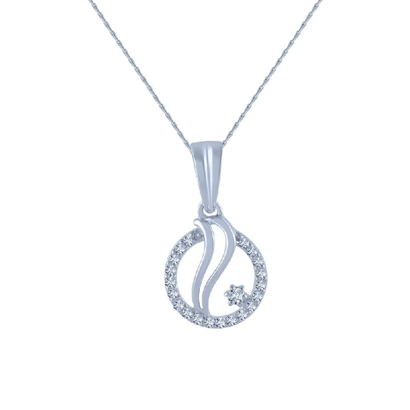 necklaces for office wear -18k (750) White Gold And Diamond Pendant For Women