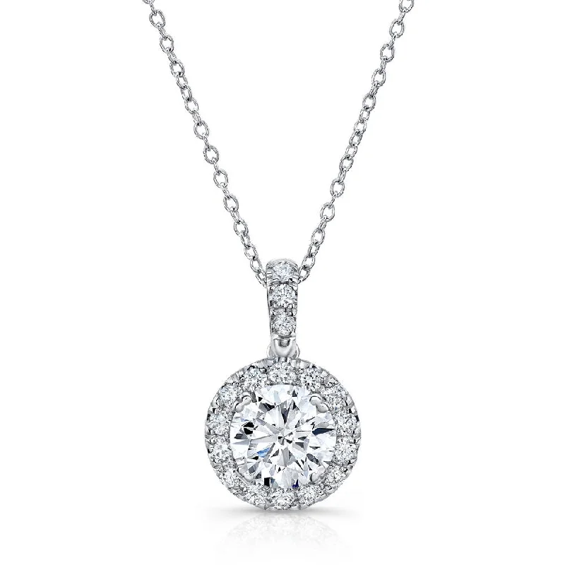 necklaces small pendant charm -Uneek Round Diamond Halo Pendant