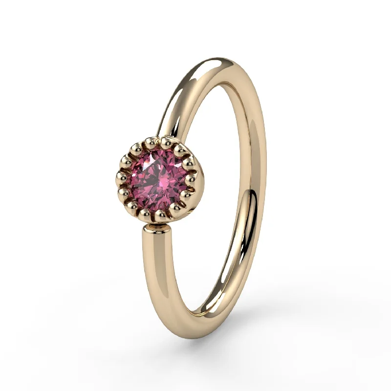 Elegant cushion engagement rings for ladies -Pink Diamond Perlagé Fixed Bead Ring Side Facing