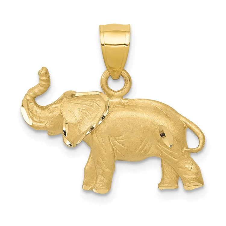 necklaces romantic delicate look -14K Diamond-cut Elephant Pendant