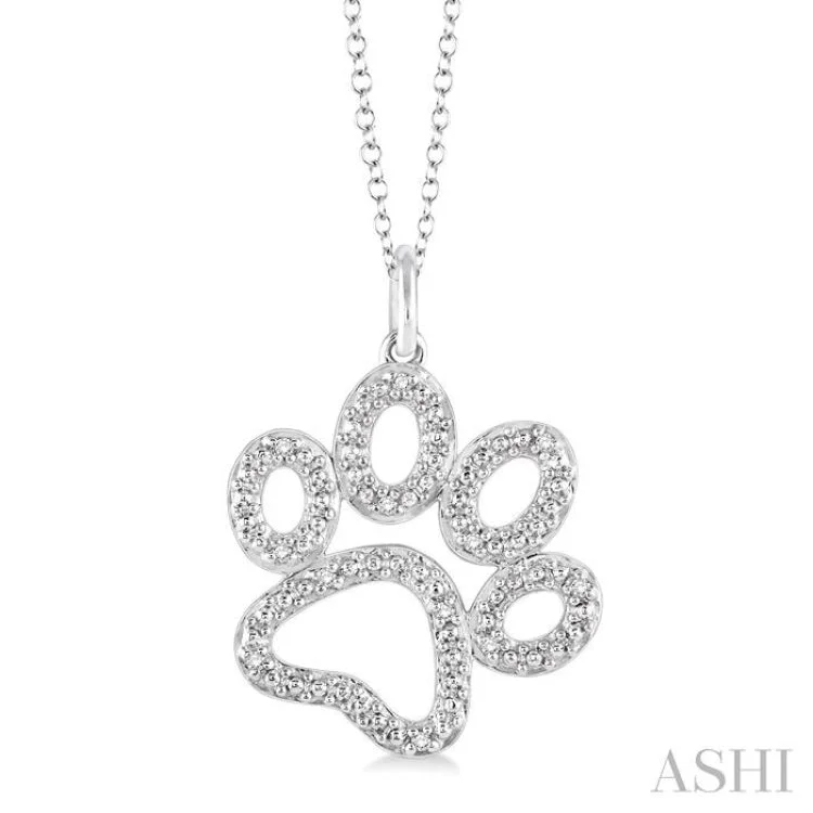 necklaces with red ruby -1/20 Ctw Round Cut Diamond Paw Pendant in Sterling Silver with Chain