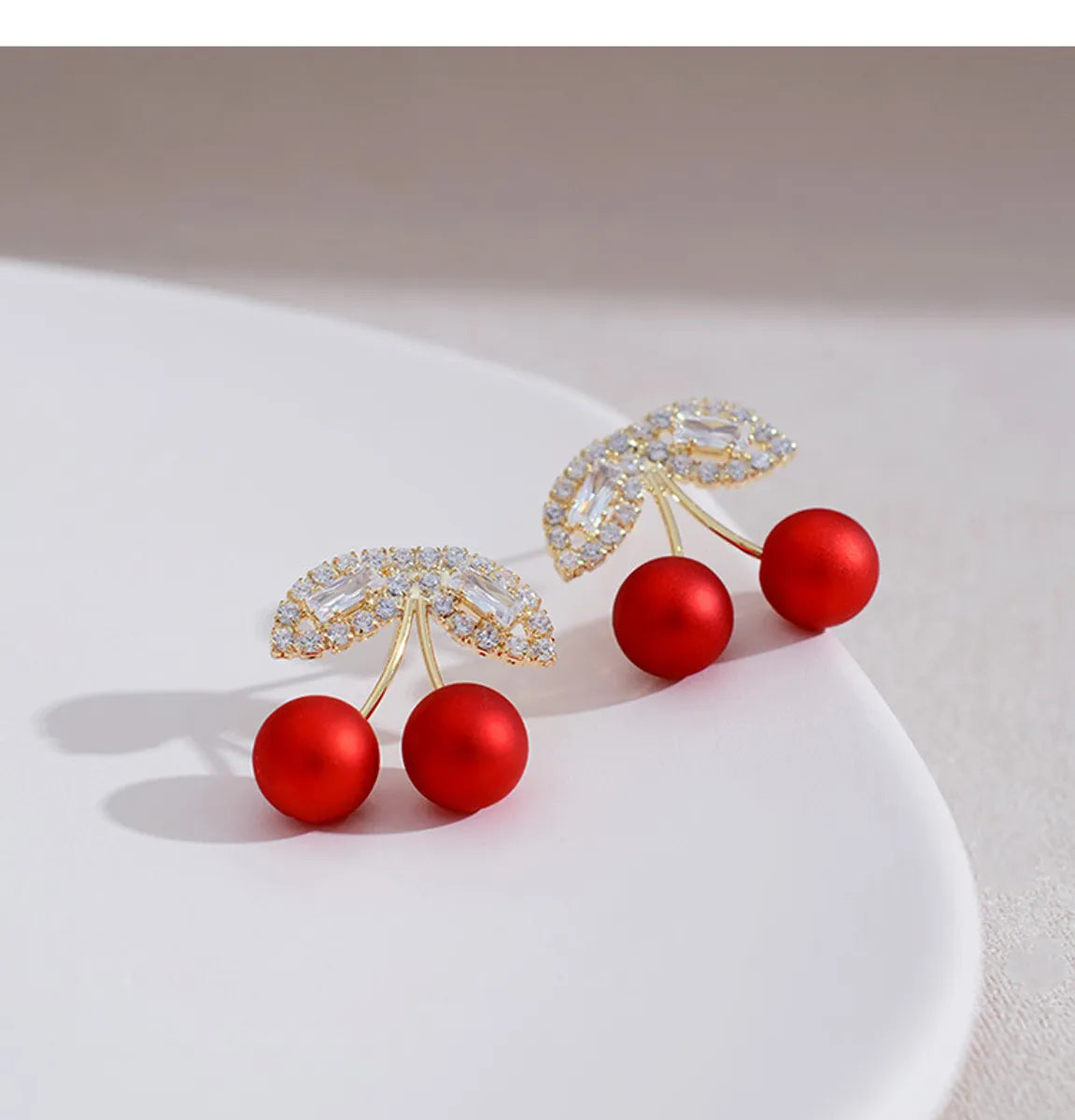 Ladies aquamarine earrings -S925 Silver Needle Red Cherries Earrings