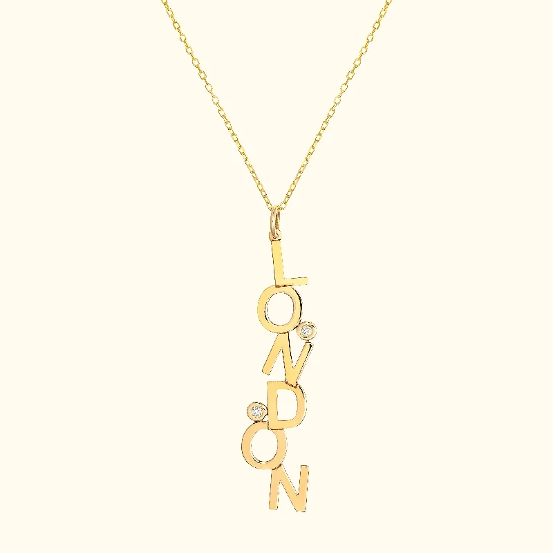 necklaces with citrine yellow -Dancing Block Letters Diamond Bezel Necklace