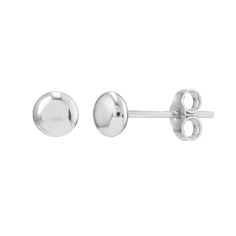 Ladies ruby stud earrings -14k White Gold Flat Round Pebble Stud Earrings