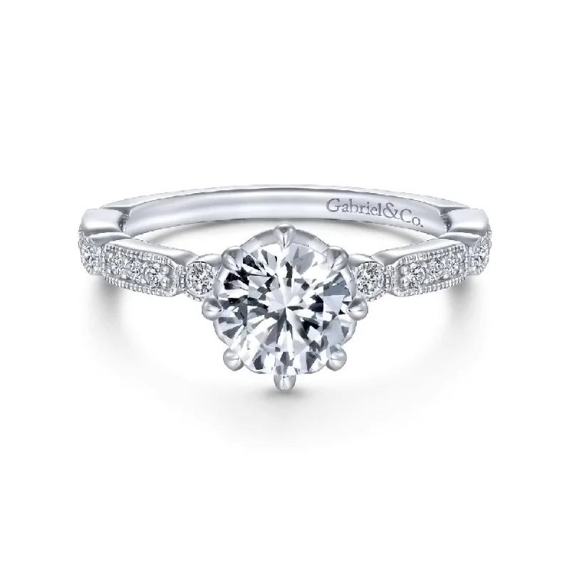 Ladies minimalist diamond engagement rings -Diamond Semi-Mount Ring