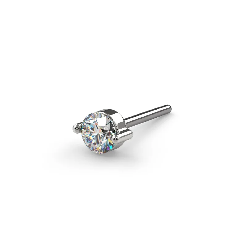 Ladies dangling earrings -Duo-Prong VS1 Diamond Piercing Stud End