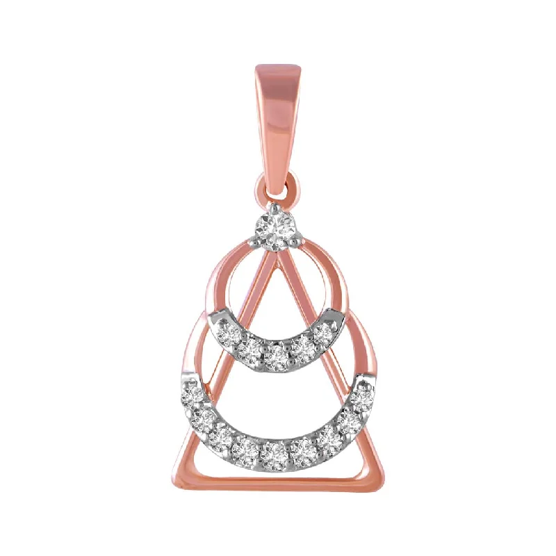 necklaces for men leather style -14k Rose Gold Triangular Shaped Pendant With Circular Diamond Designs