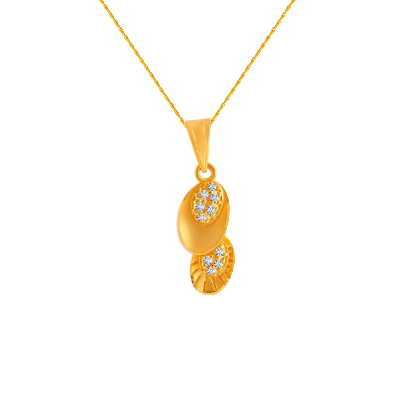 necklaces trendy 2025 design -22KT (916) Yellow Gold And American Diamond Pendant For Women