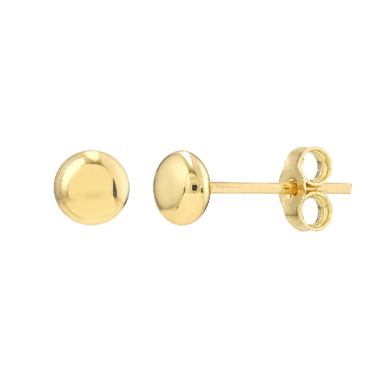 Modern clip-on earrings for women -14k Yellow Gold Flat Round Pebble Stud Earrings