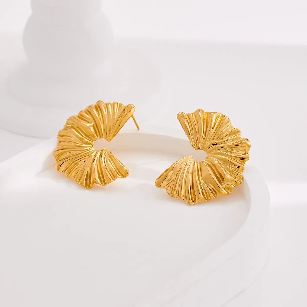 Ladies retro style earrings -1 Pair Vintage Style Irregular Plating 316 Stainless Steel  18K Gold Plated Ear Studs