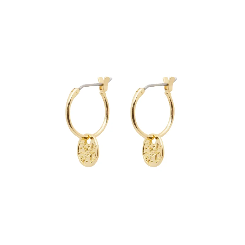 Ladies ruby stud earrings -Gorjana Gold Ana Coin Huggies