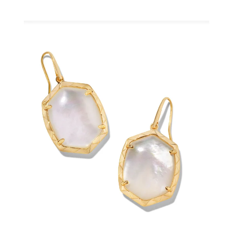 Ladies pearl drop earrings -Kendra Scott Gold Daphne Drop Earrings in Light Ivory Mother of Pearl