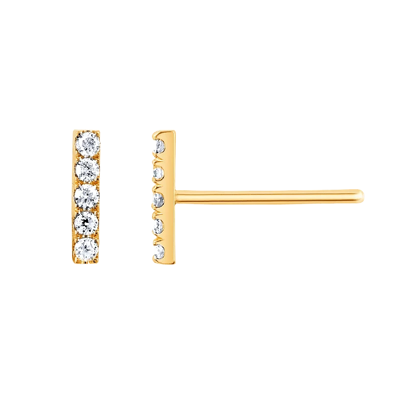 Affordable earrings for women -Diamond Bar Stud Earrings