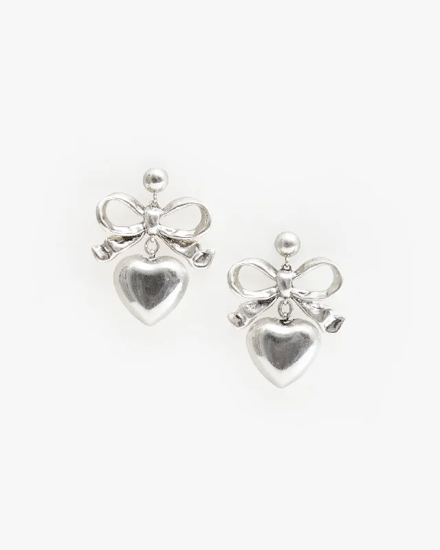 Ladies sapphire stud earrings -Heart Drop Earrings