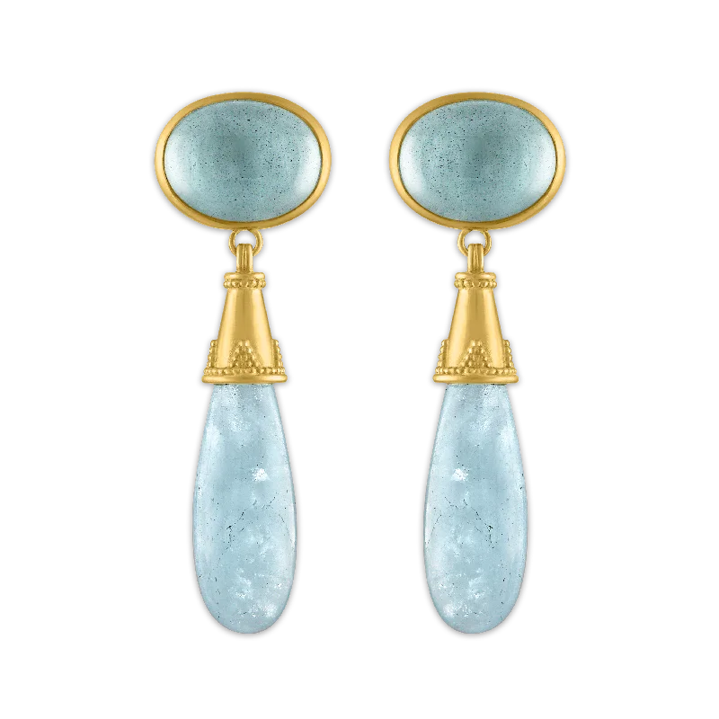 Colorful beaded earrings for women -Aquamarine Granulated Amphora Earrings