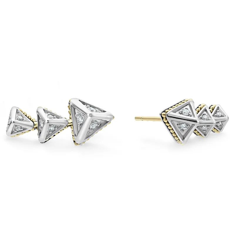 Ladies platinum engagement rings -KSL Pyramid Crawler Diamond Studs