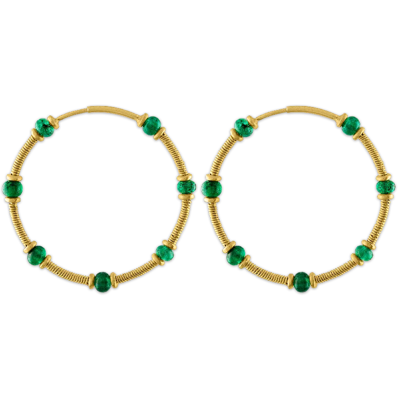 Simple pearl earrings for ladies -Emerald Zeno Hoop Earrings