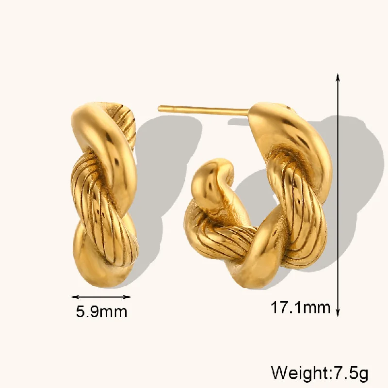 Brushed Twill Casting Twist Coarse Ear Ring-Gold